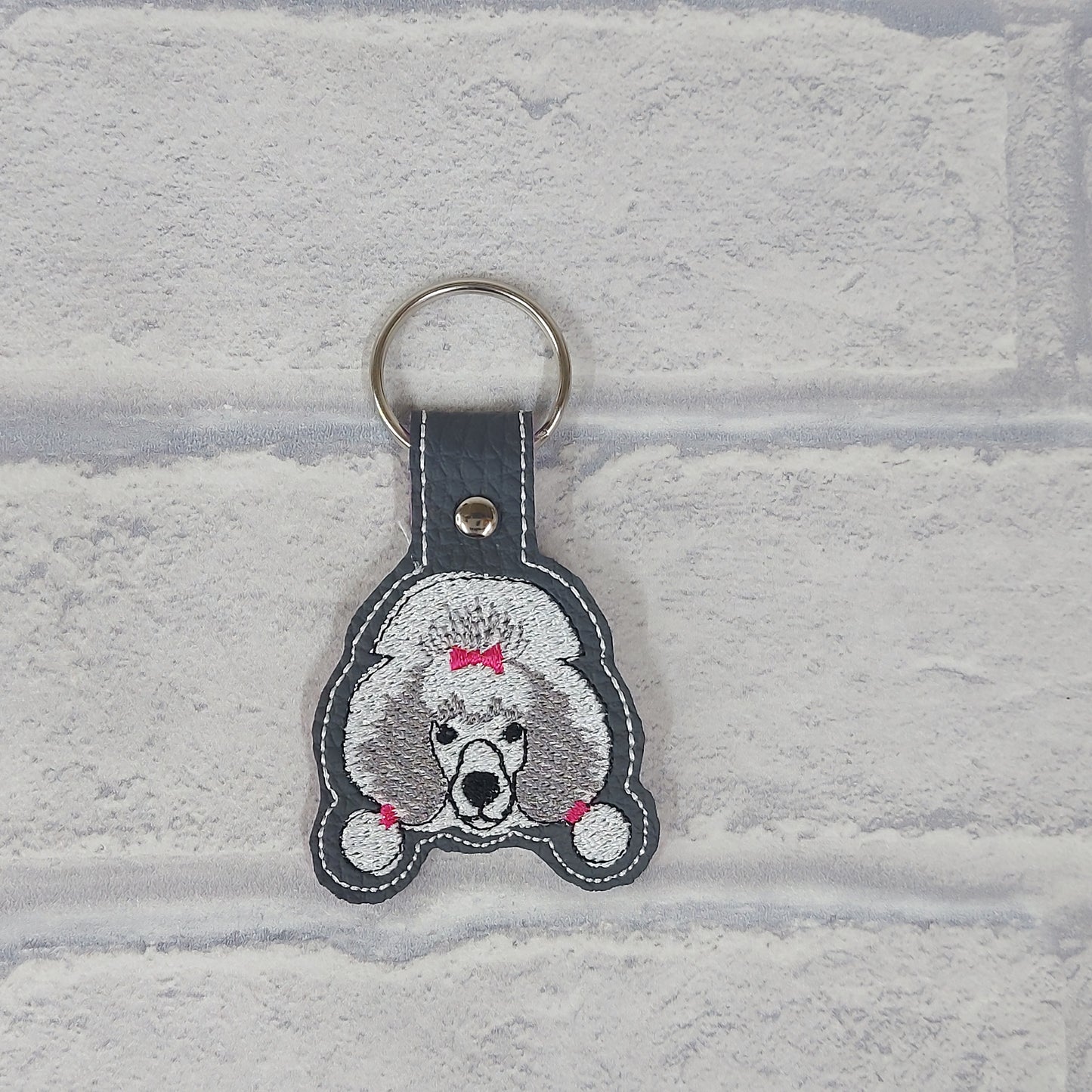 Handmade Vinyl Keyring - Dog - Poodle face