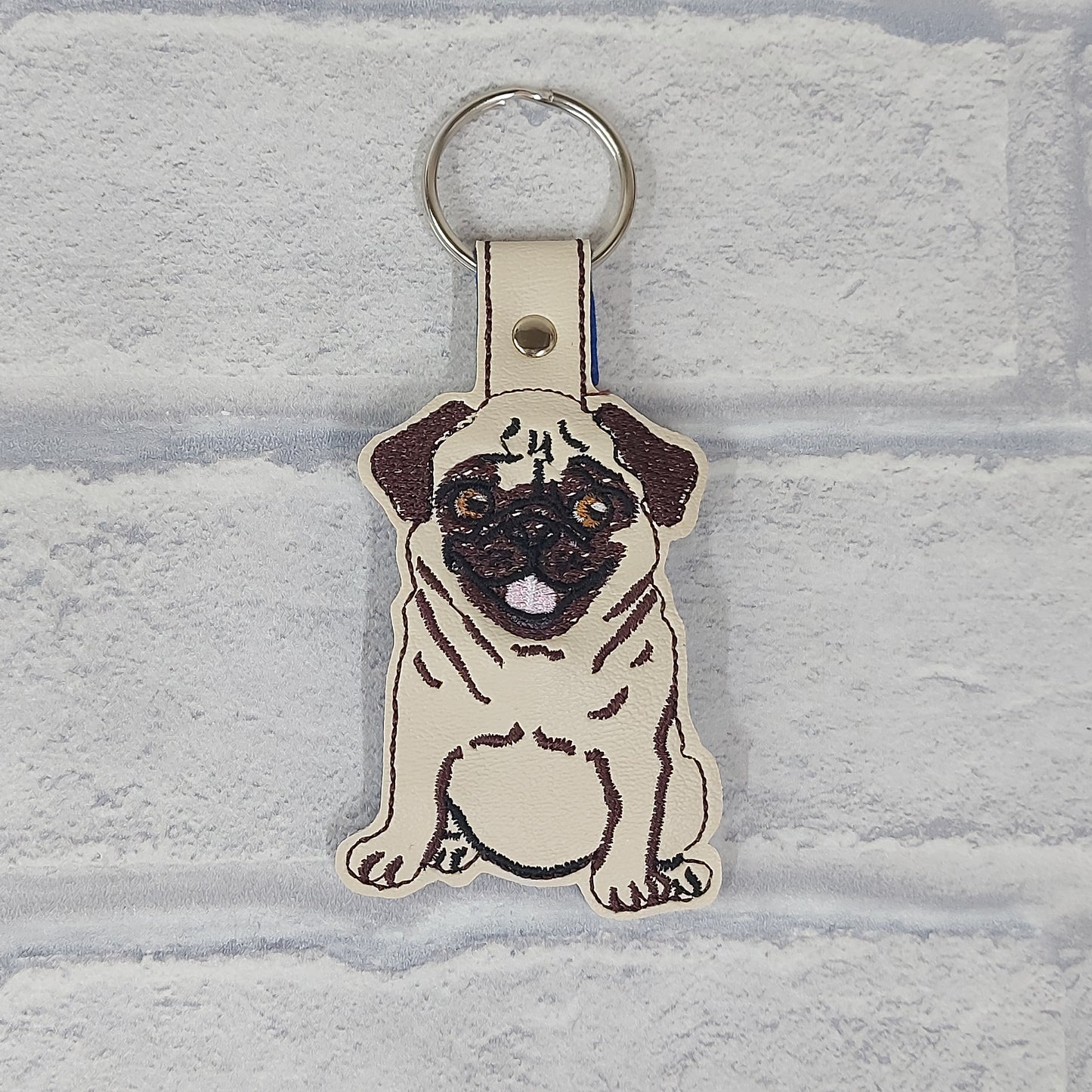 Handmade Vinyl Keyring - Dog - Pug