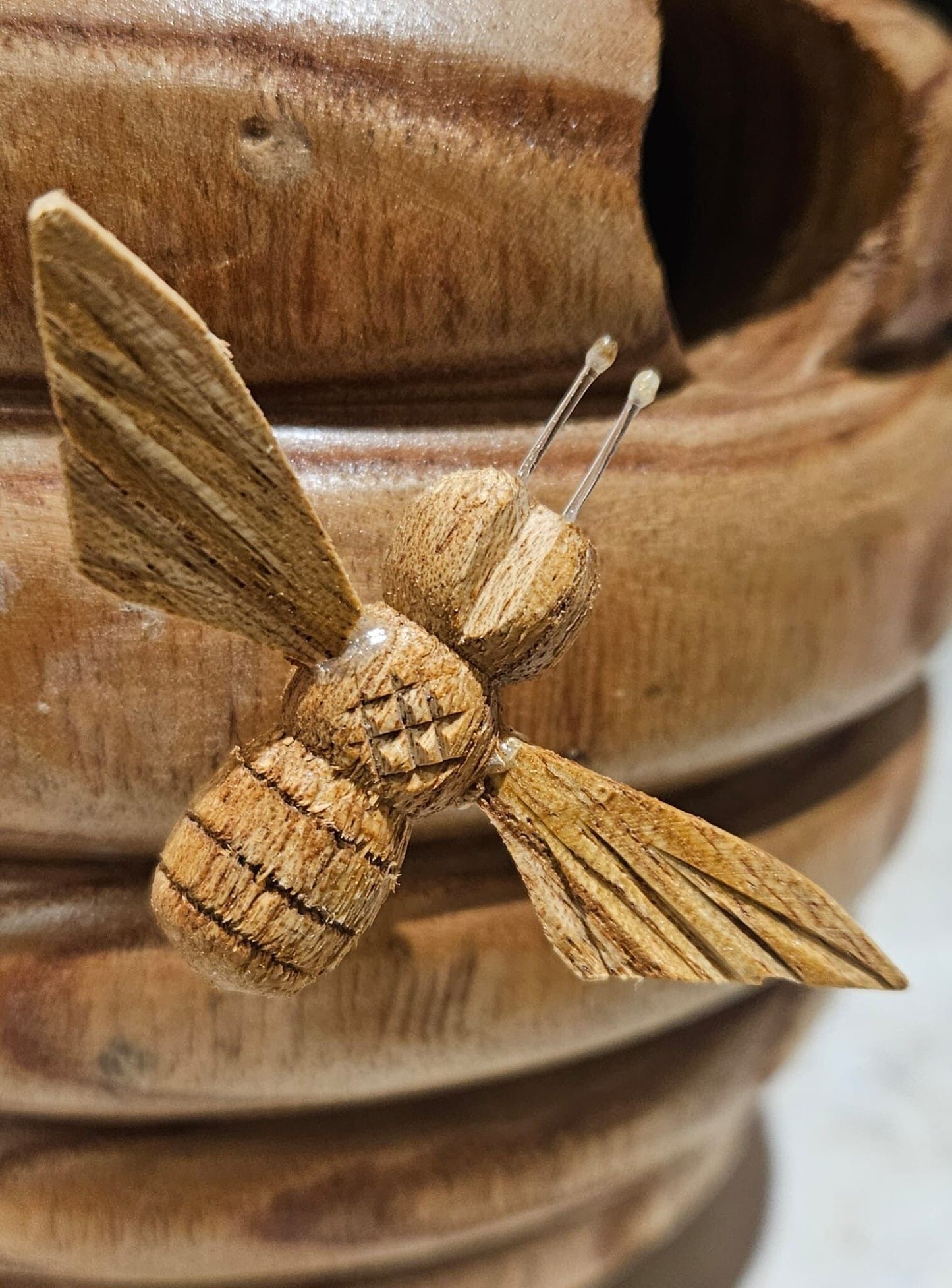 Wooden Beehive Shaped Bird House - Freestanding or hanging