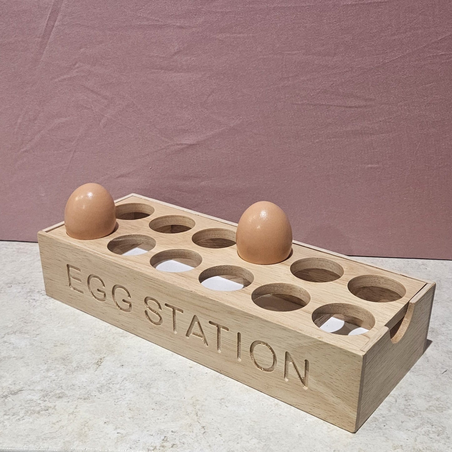 Hevea Wood Egg Station Storage unit