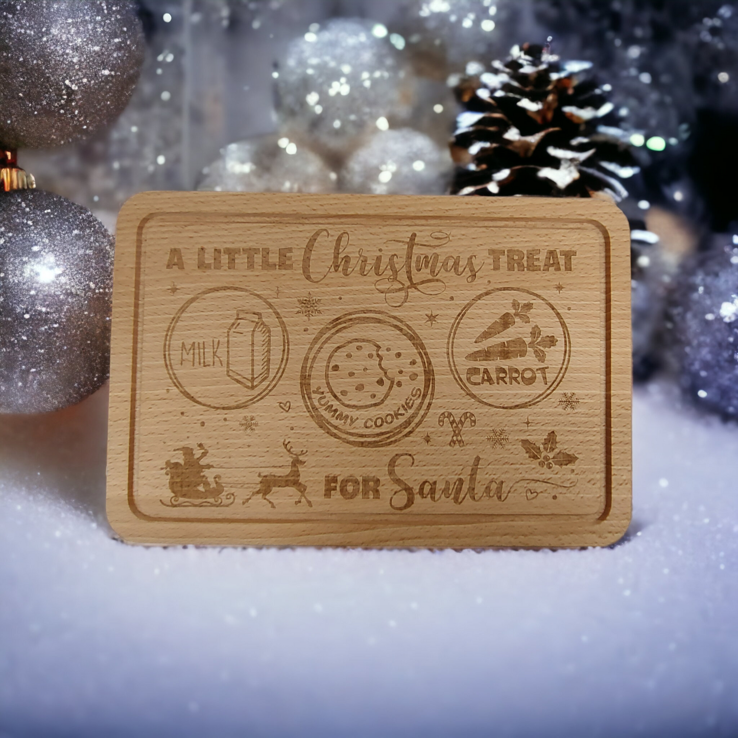 Beech Chopping Board Medium Rectangle - engraved Christmas Treats for Santa