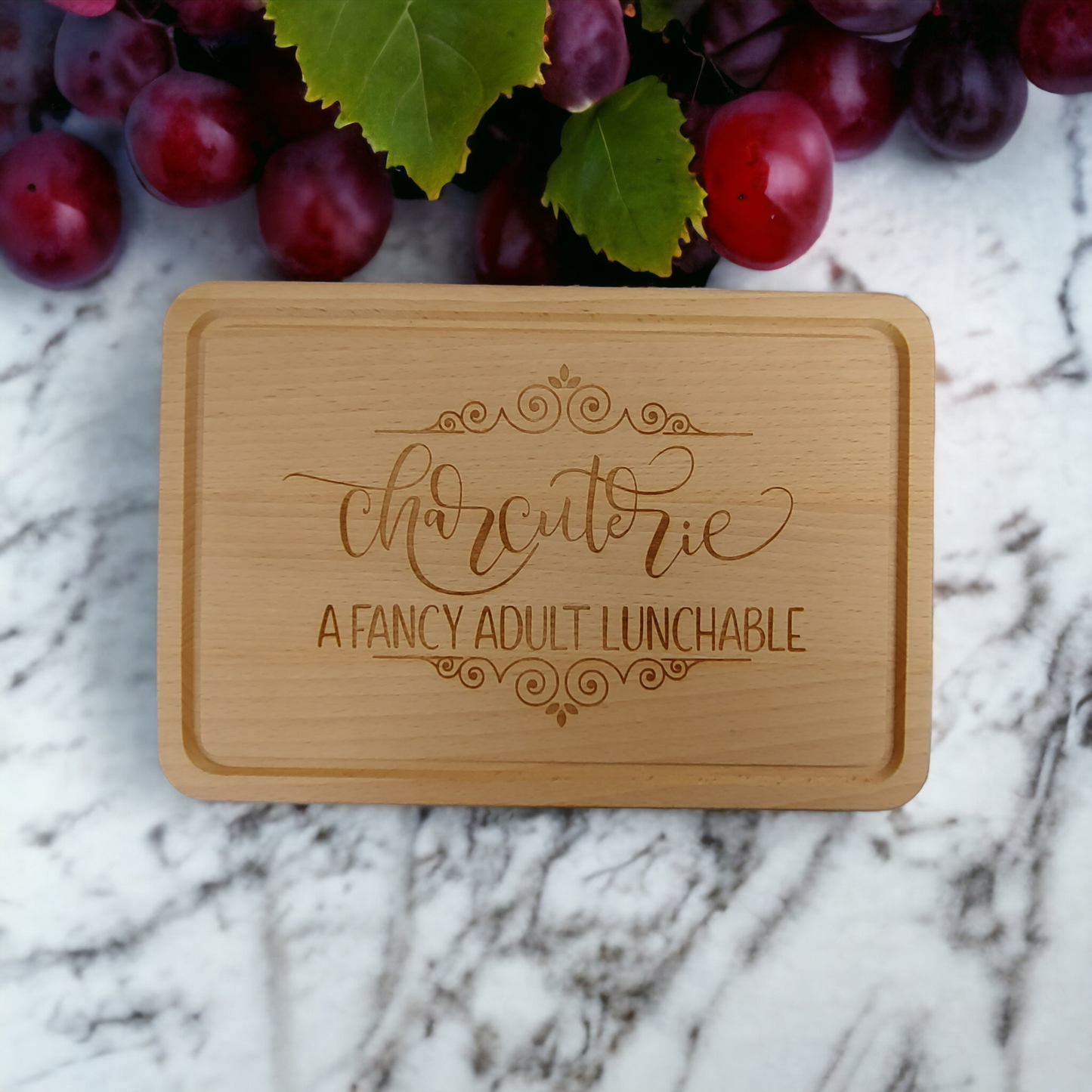Beech Chopping Board Medium Rectangle - engraved Charcuterie A Fancy Adult Lunchable