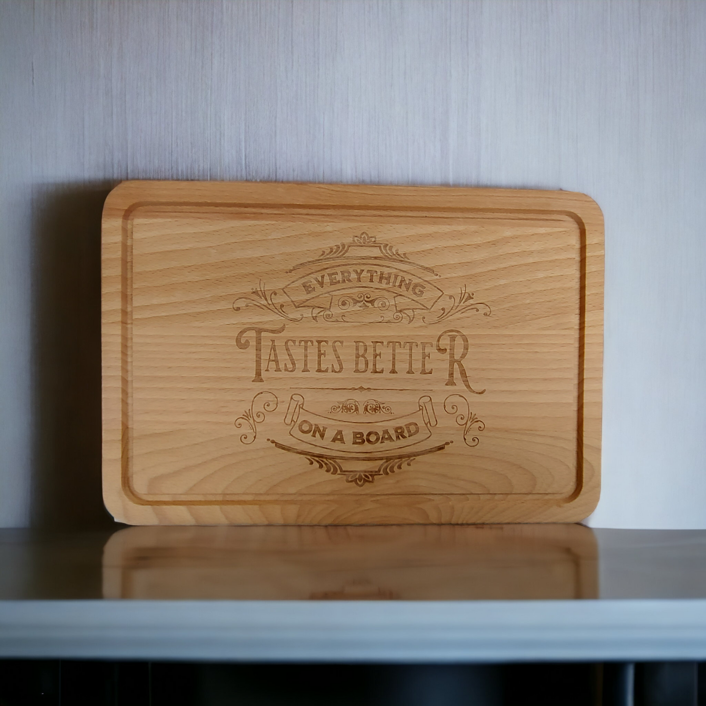 Beech Chopping Board Medium Rectangle - engraved Everything Tastes Better on a Board
