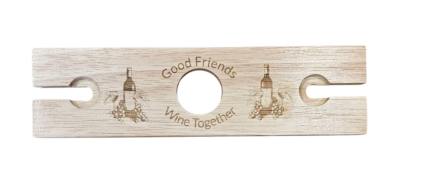 2 person Wine / Glasses Holder - Good Friends Wine Together