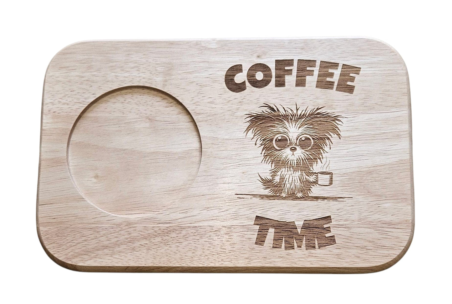 MUG BOARD - Hevea Wood Laser engraved Mug Board - engraved Coffee Time
