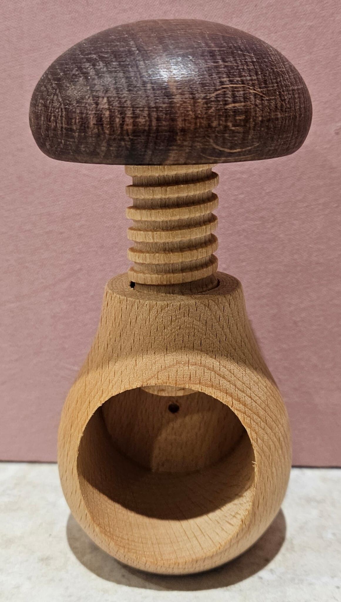 Nutcracker - Mushroom shaped wooden screw down nutcracker