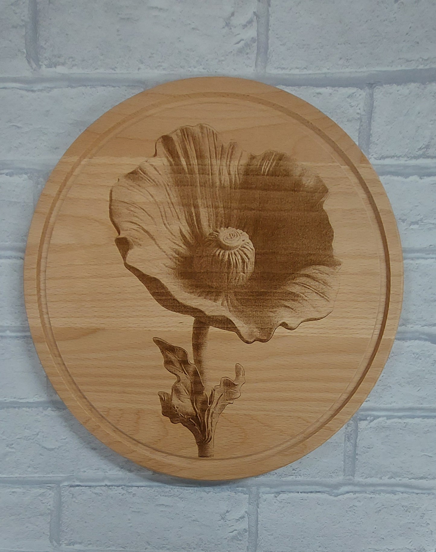 Beech Wooden Board 3D Engraved Poppy