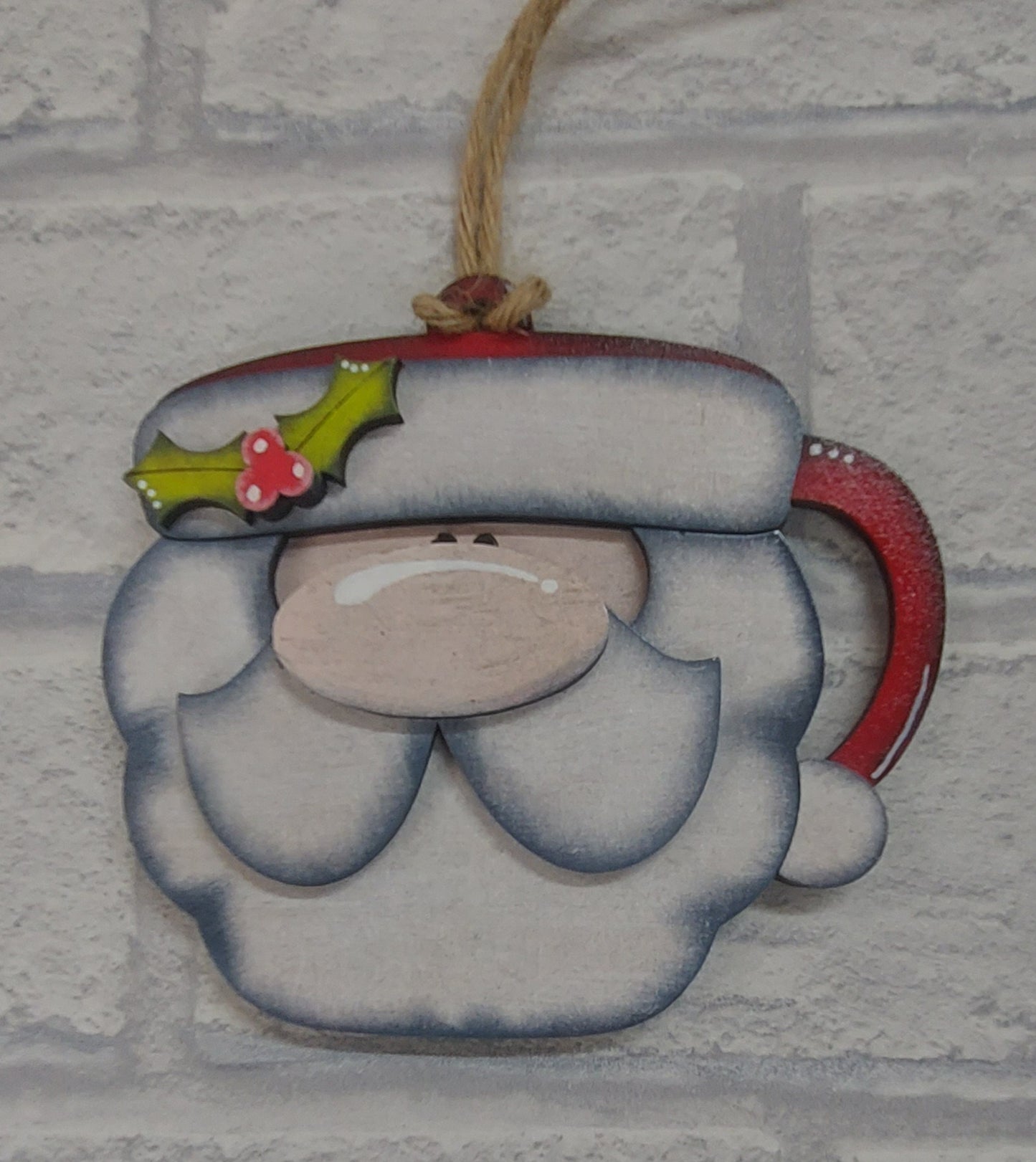 PAINTABLE MDF BLANK KIT - Christmas Ornament - Santa Mug