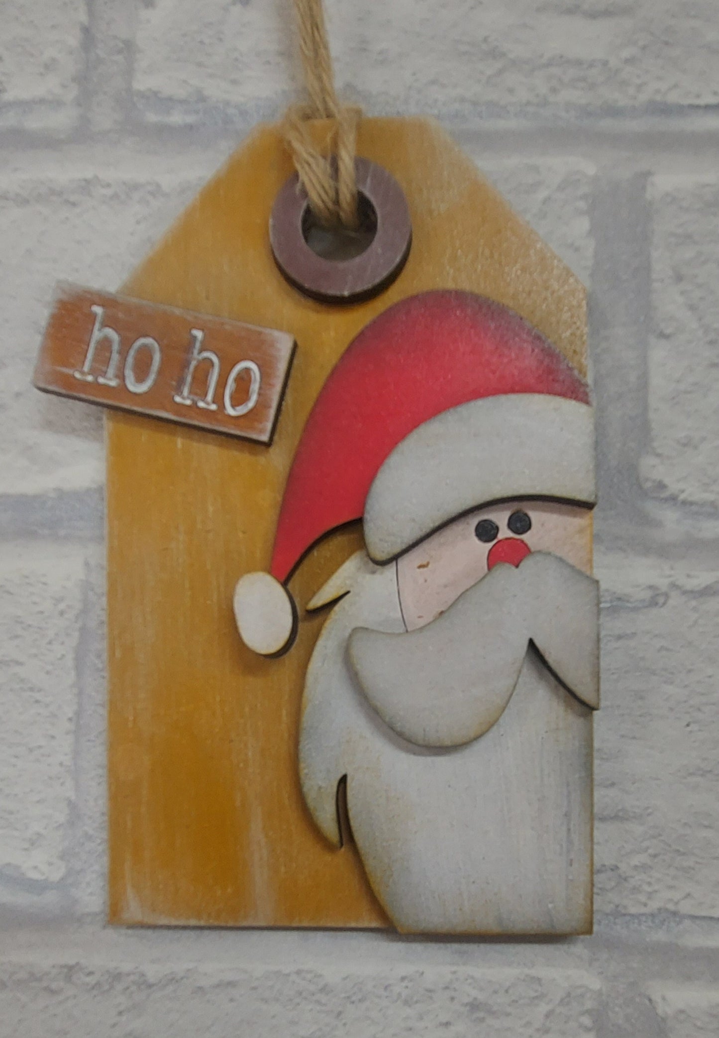 PAINTABLE MDF BLANK KIT - Christmas Ornament - HoHo Santa Tag