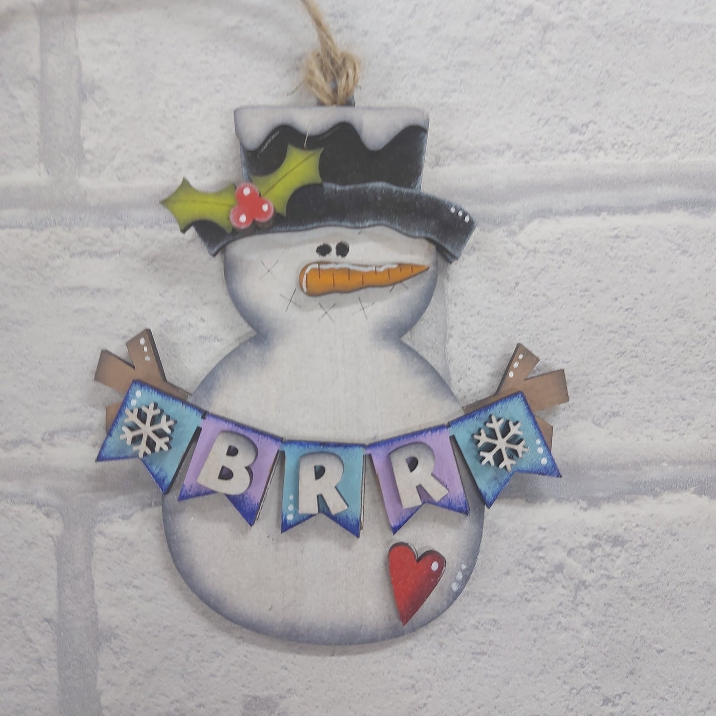 PAINTABLE MDF BLANK KIT - Christmas Ornament - Snowman Brrr