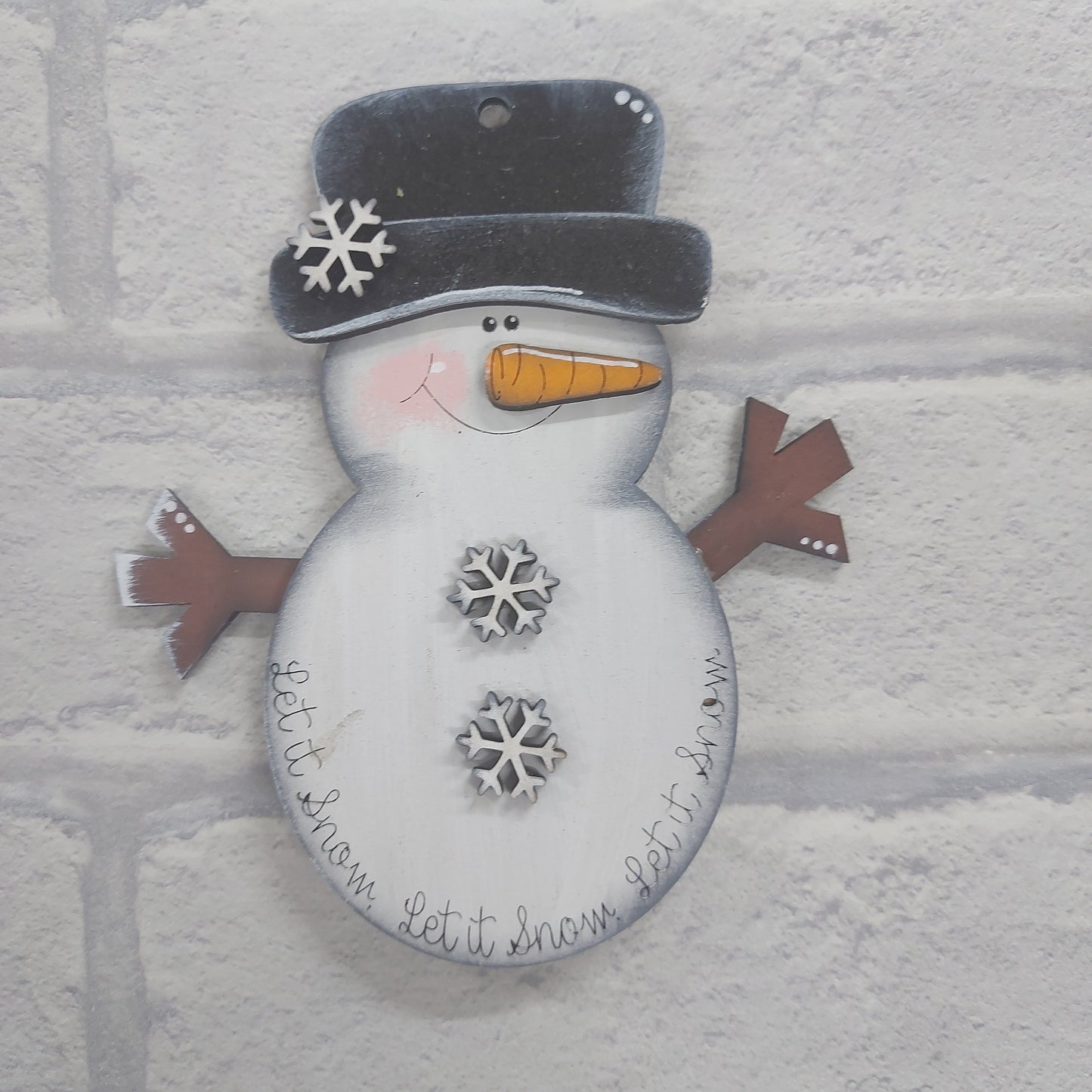 PAINTABLE MDF BLANK KIT - Christmas Ornament - Snowman Let it snow