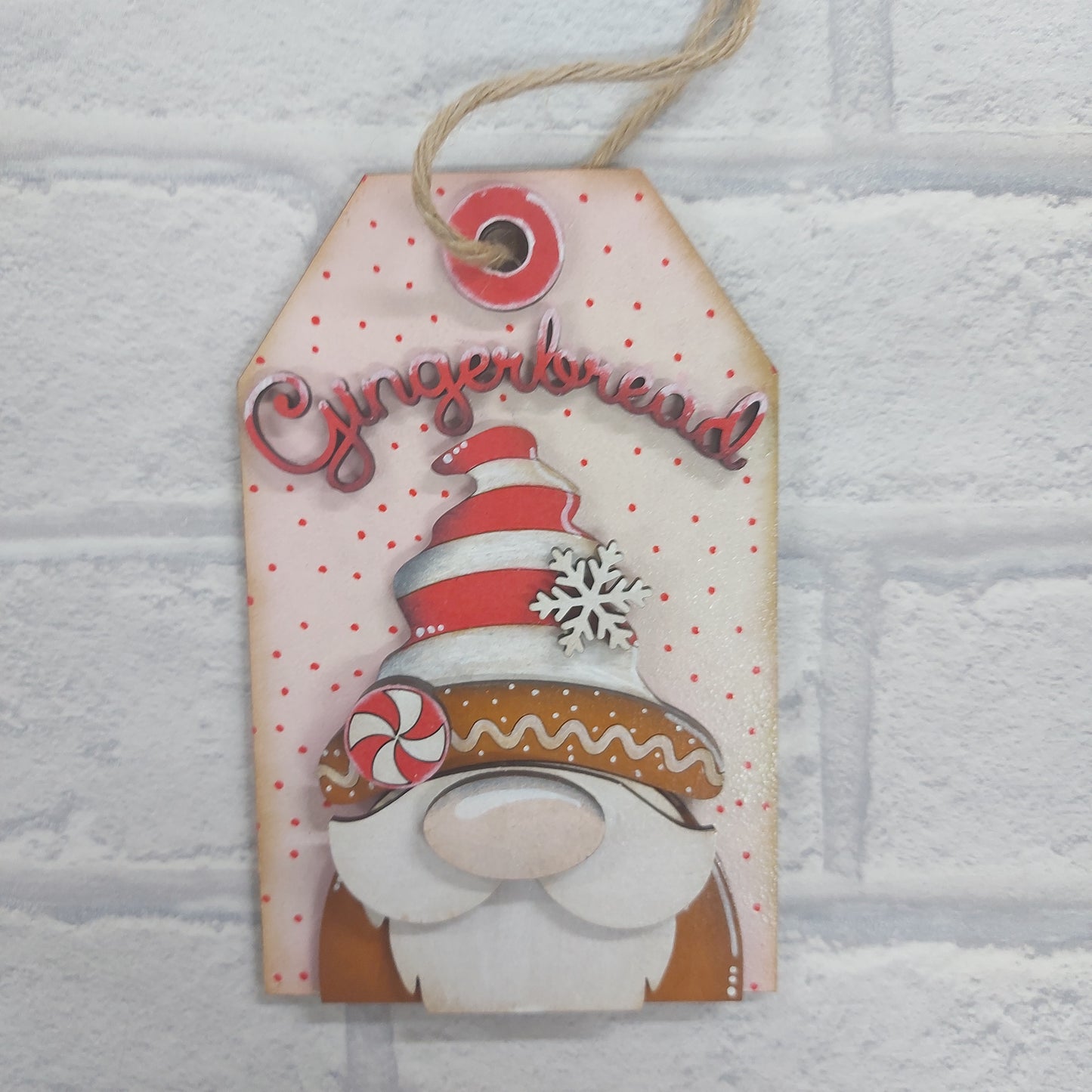 PAINTABLE MDF BLANK KIT - Christmas Ornament - Gingerbread Gnome Tag