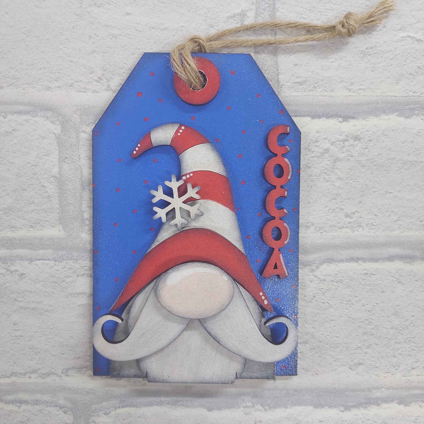 PAINTABLE MDF BLANK KIT - Christmas Ornament - Cocoa Gnome Tag