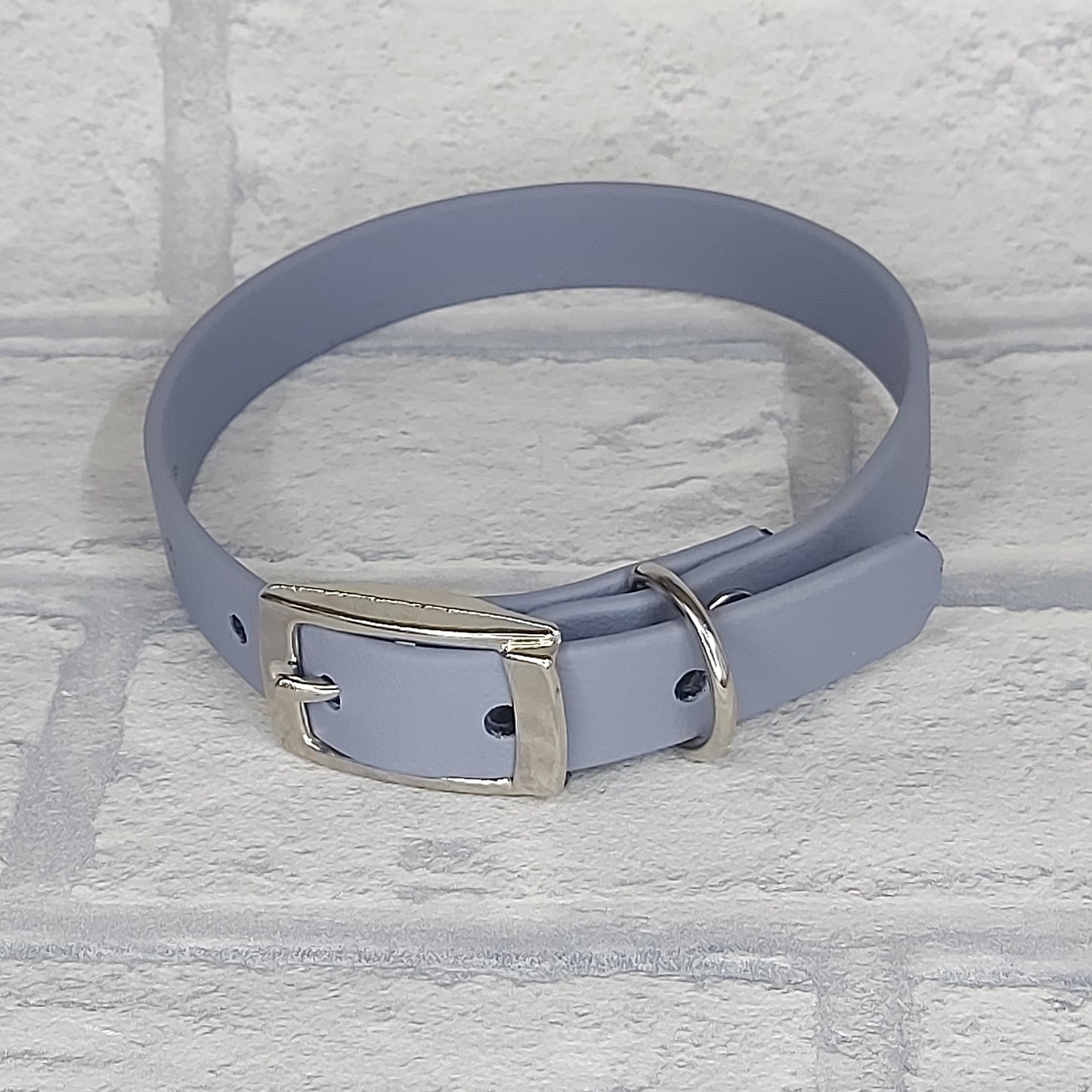 Biothane Collar Grey / Silver Coloured hardware - Small