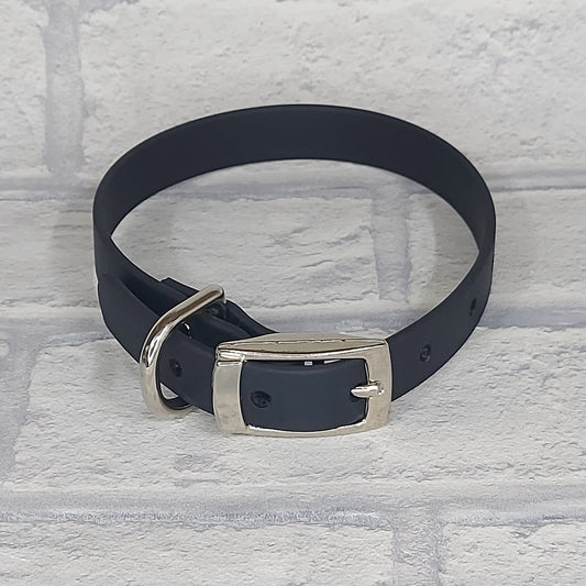 Biothane Collar Black / Silver Coloured hardware - Small