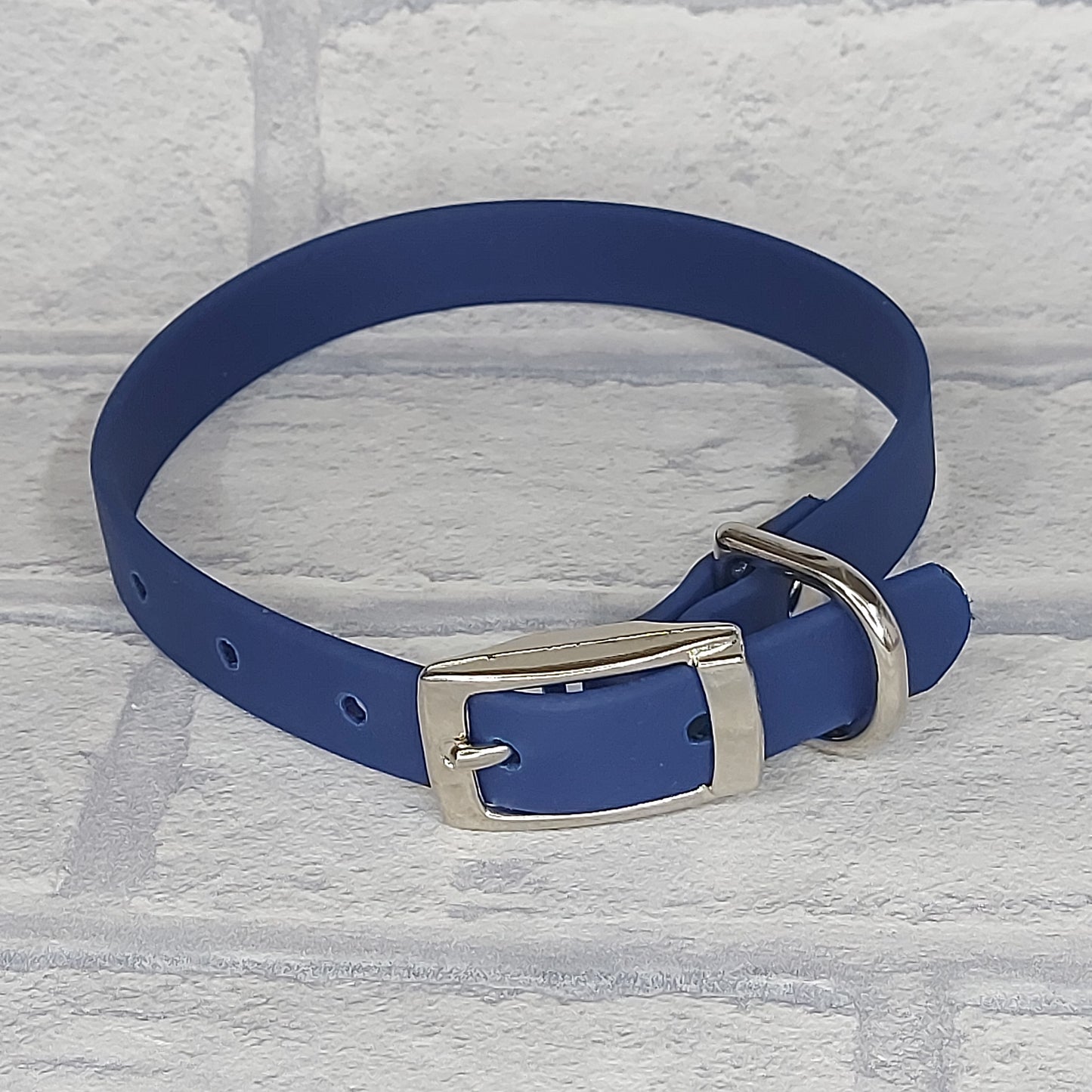 Biothane Collar Navy Blue / silver coloured hardware - Small