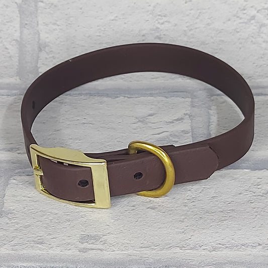 Biothane Collar  Brown   / Gold coloured hardware - Small