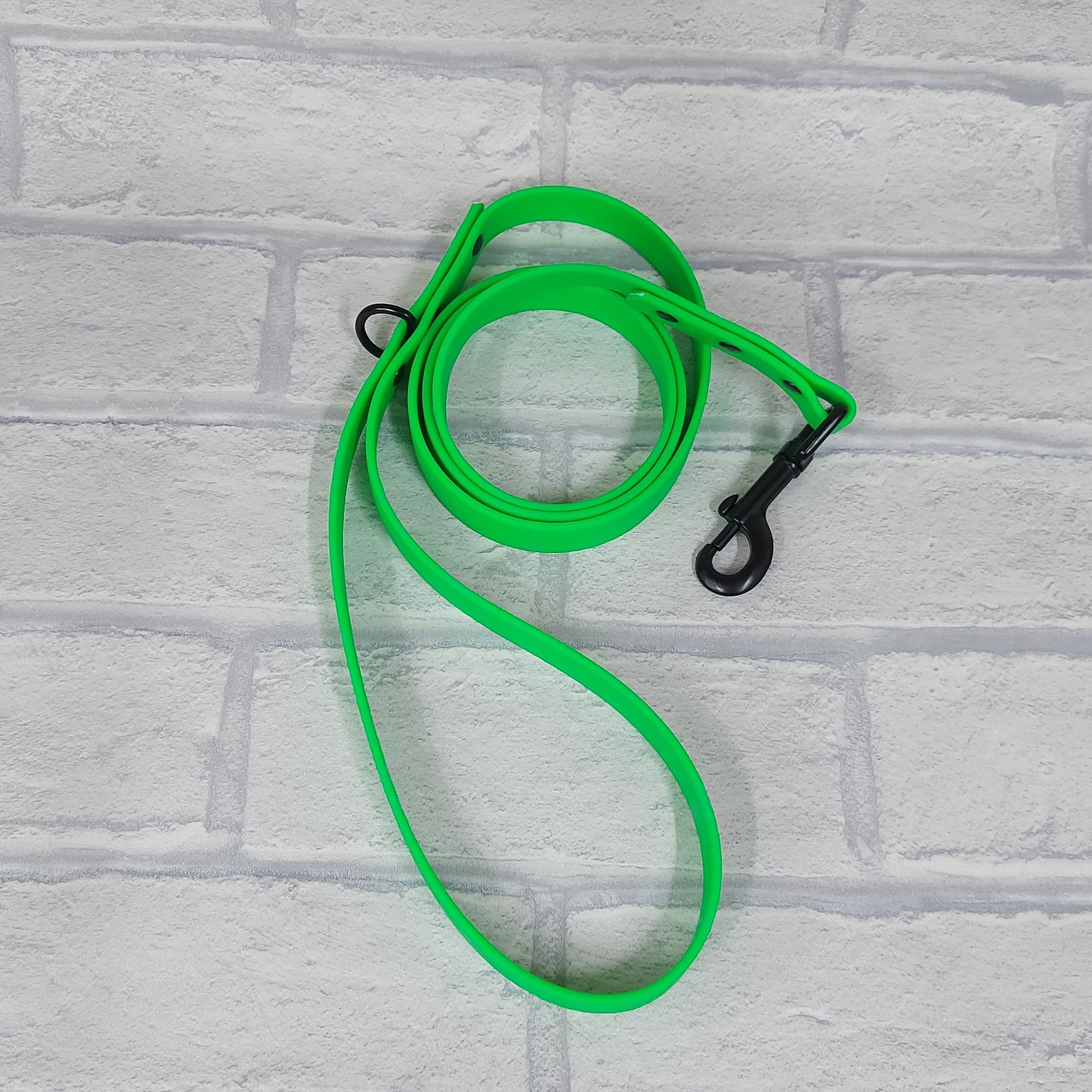 Biothane Lead Neon Green / Black Coloured hardware -120cm