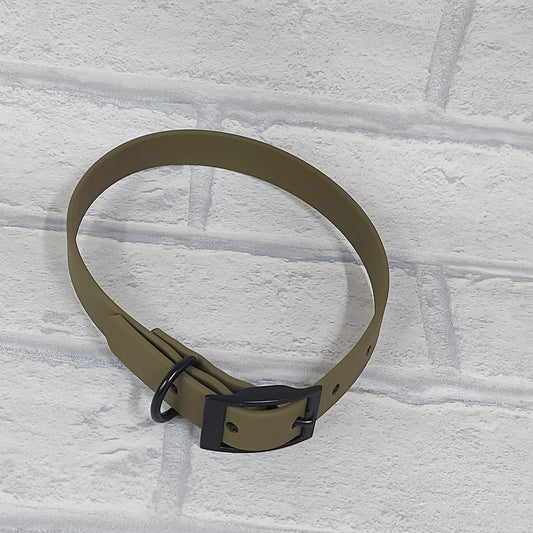 Biothane Collar  Olive /  Black Coloured hardware -  Medium