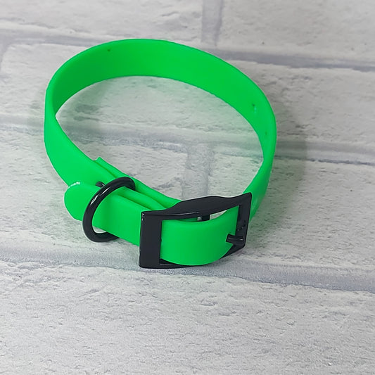 Biothane Collar  Neon Green /  Black Coloured hardware -  X Small