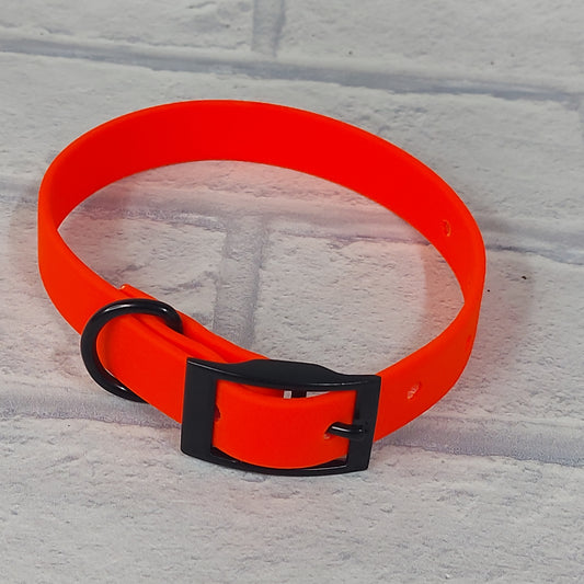 Biothane Collar  Neon Orange /  Black Coloured hardware -  X Small