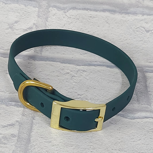 Biothane Collar Drk Green / Gold Coloured hardware -  Small