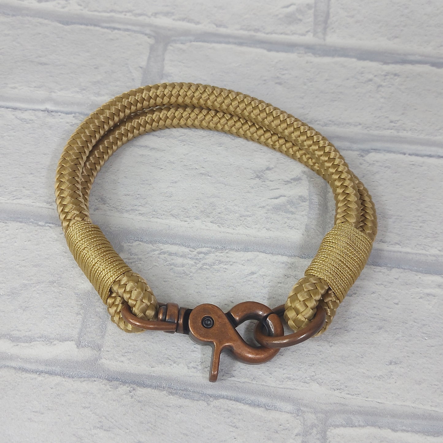 Paracord Collar - Light Brown  /  Antique Gold Coloured coloured hardware 37cm