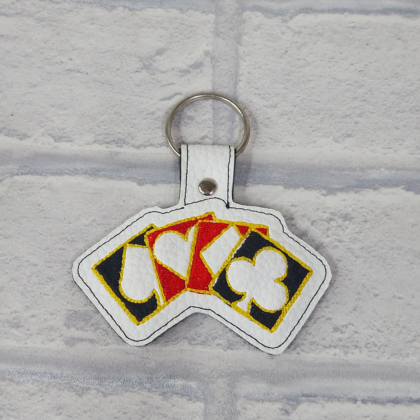 Handmade Vinyl Keyring - Poker cards / hand