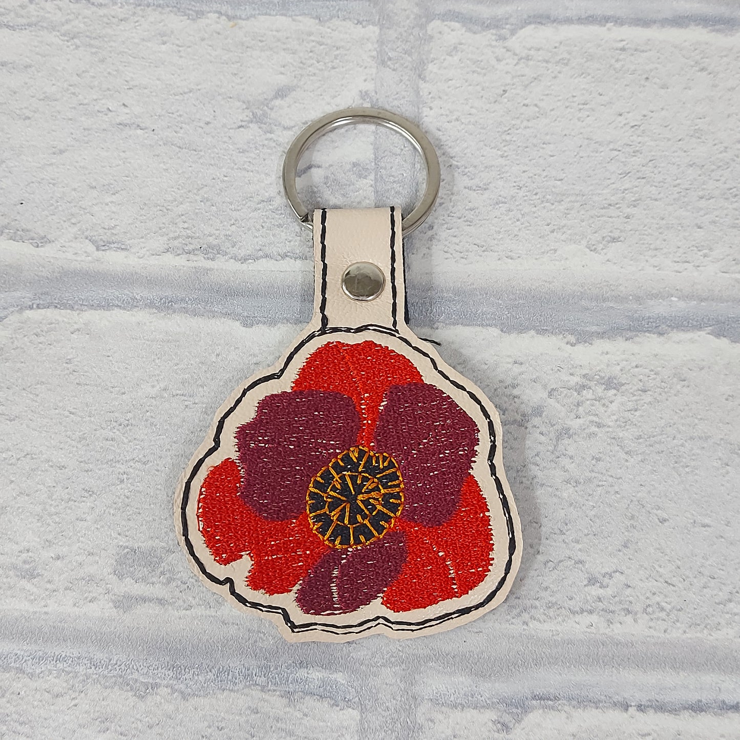 Handmade Vinyl Keyring - Poppy