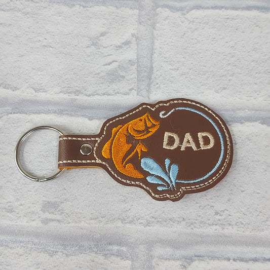 Handmade Vinyl Keyring - Dad fishing