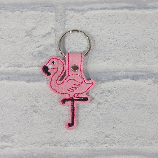 Handmade Vinyl Keyring - Flamingo