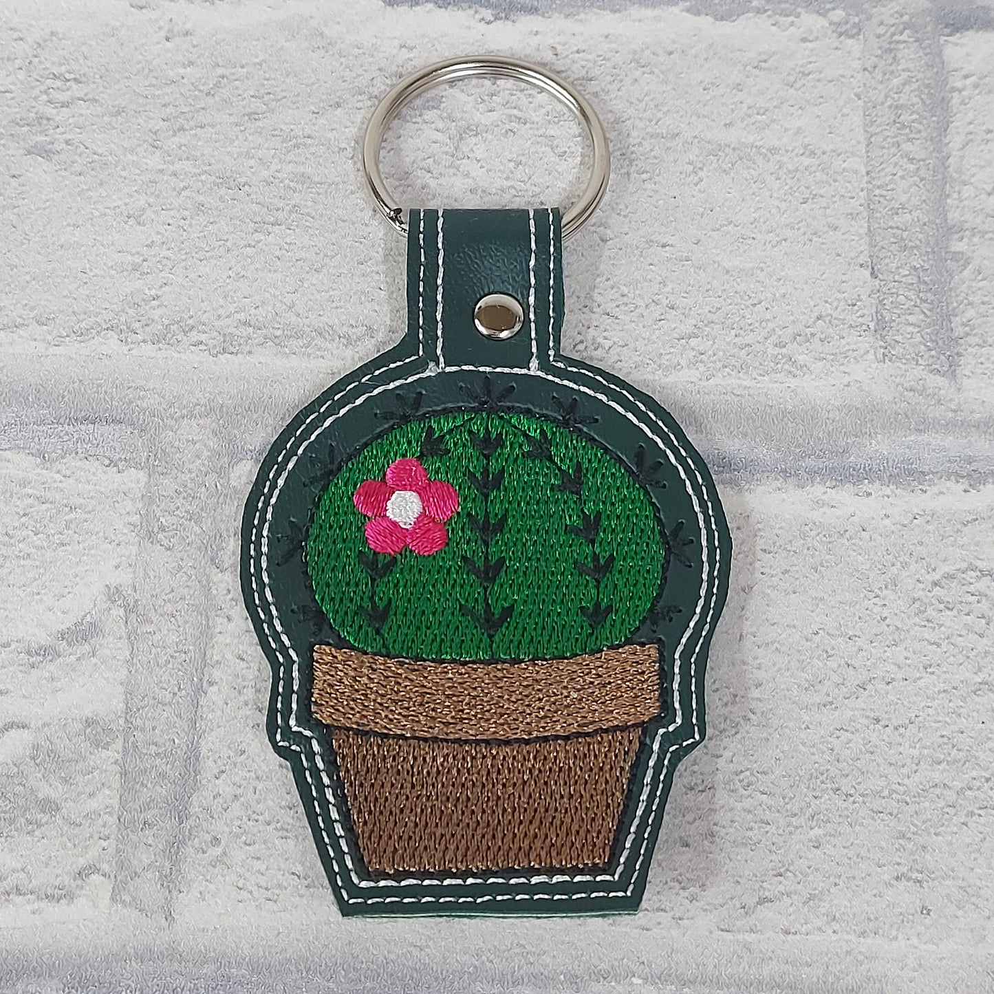 Handmade Vinyl Keyring - Cactus in pot