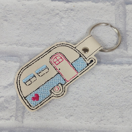 Handmade Vinyl Keyring - Caravan