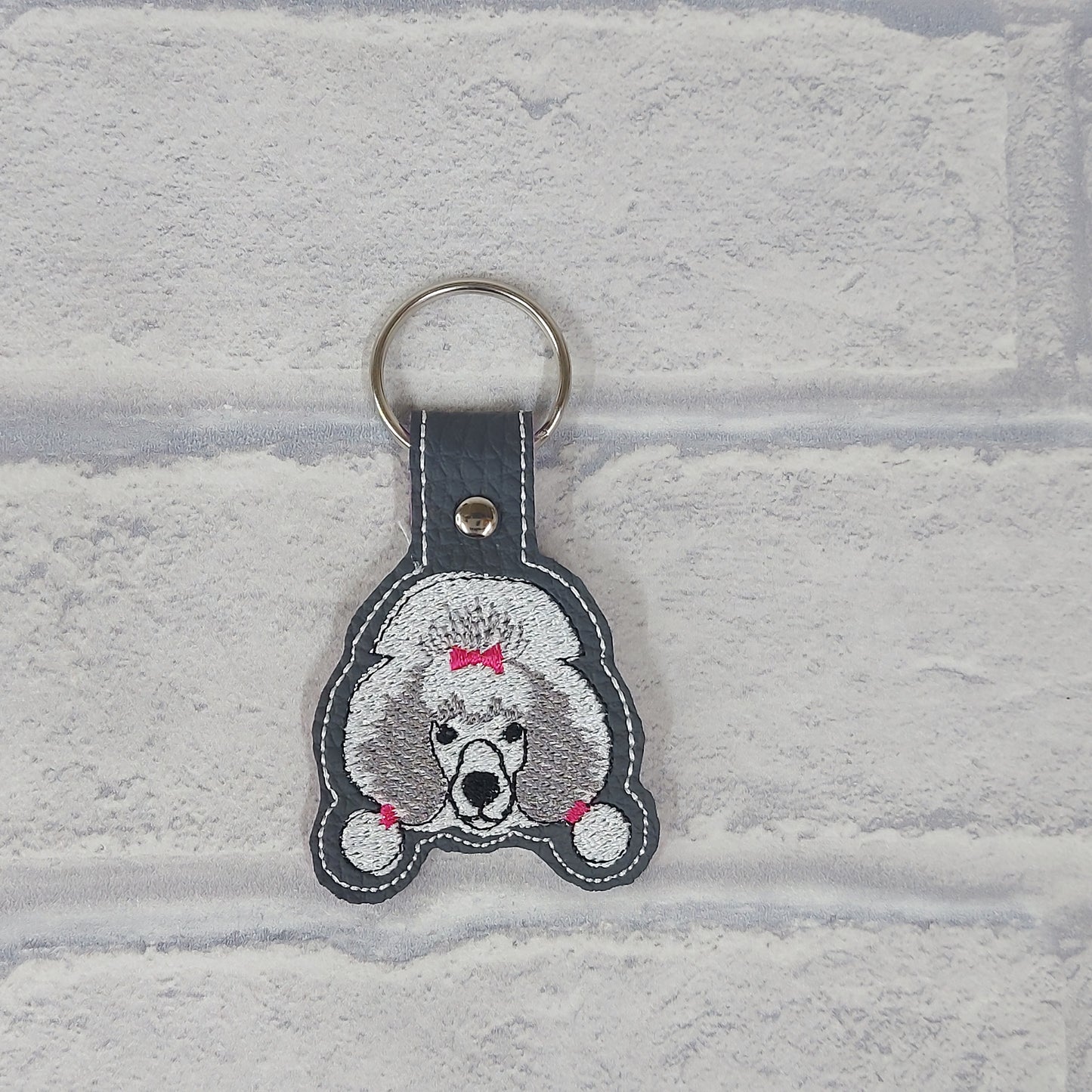 Handmade Vinyl Keyring - Dog -  Poodle face