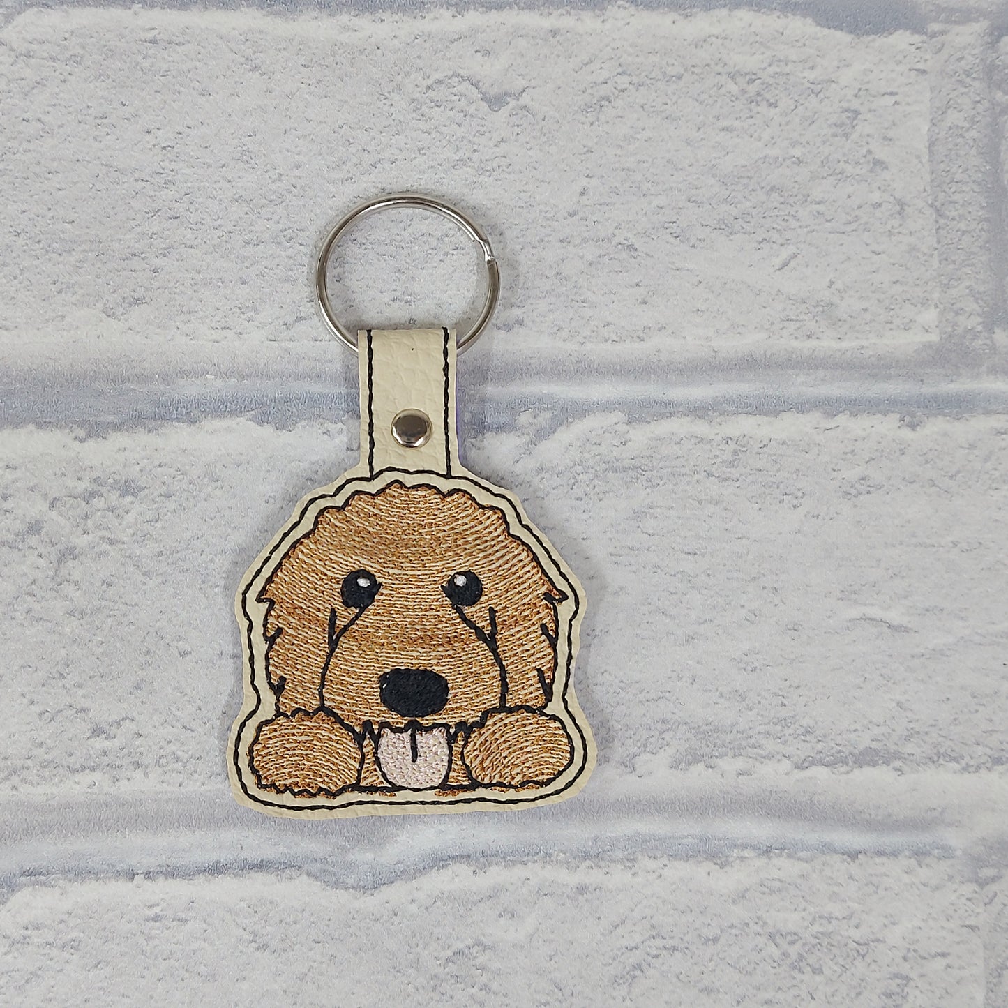 Handmade Vinyl Keyring - Dog -  Labradoodle