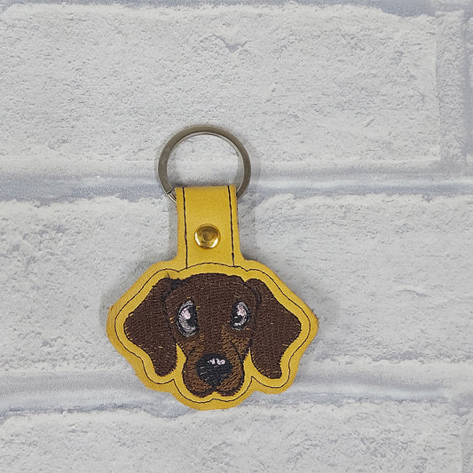 Handmade Vinyl Keyring - Dog -  Dachshund face