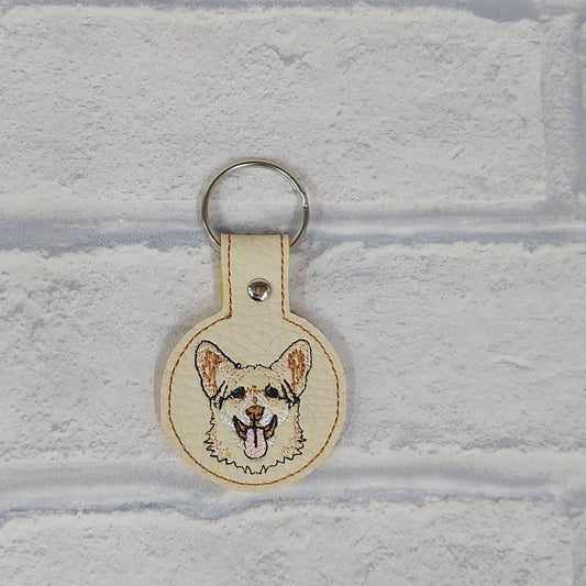 Handmade Vinyl Keyring - Dog -  small Corgi