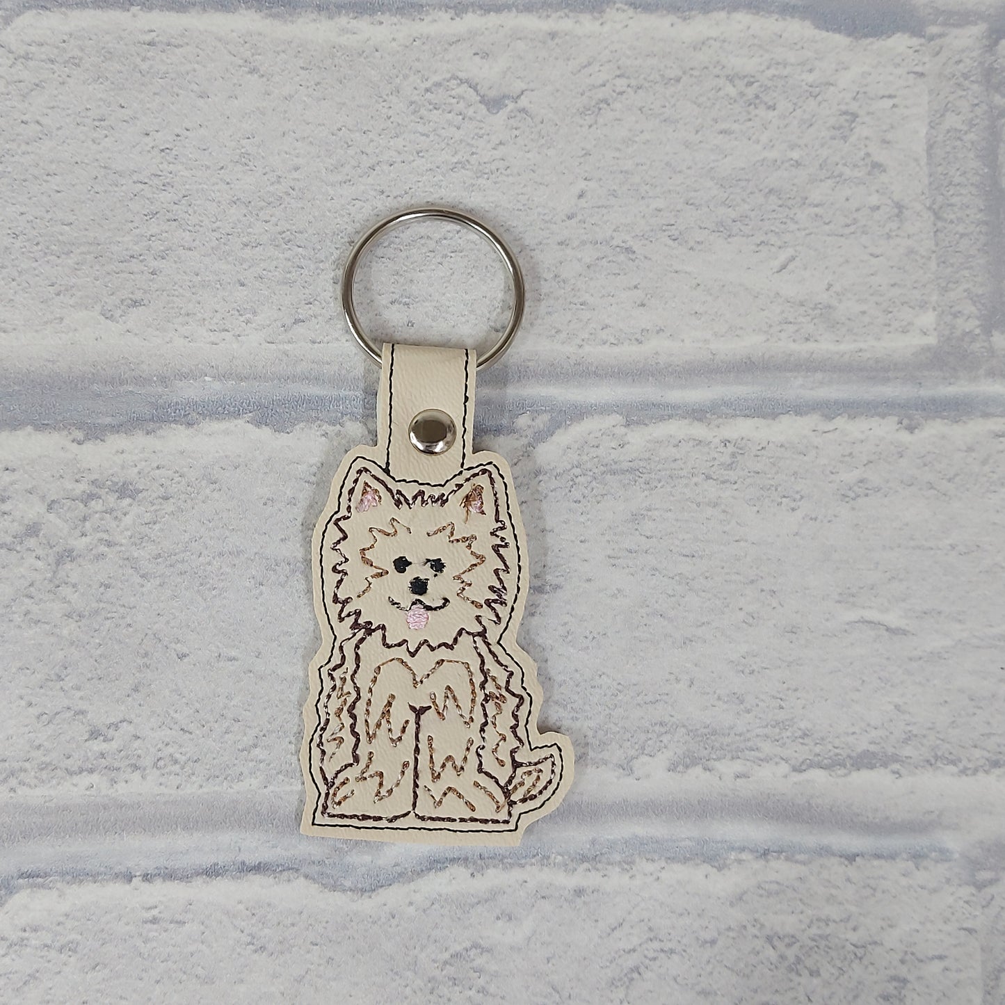 Handmade Vinyl Keyring - Dog -  Fluffy Dog