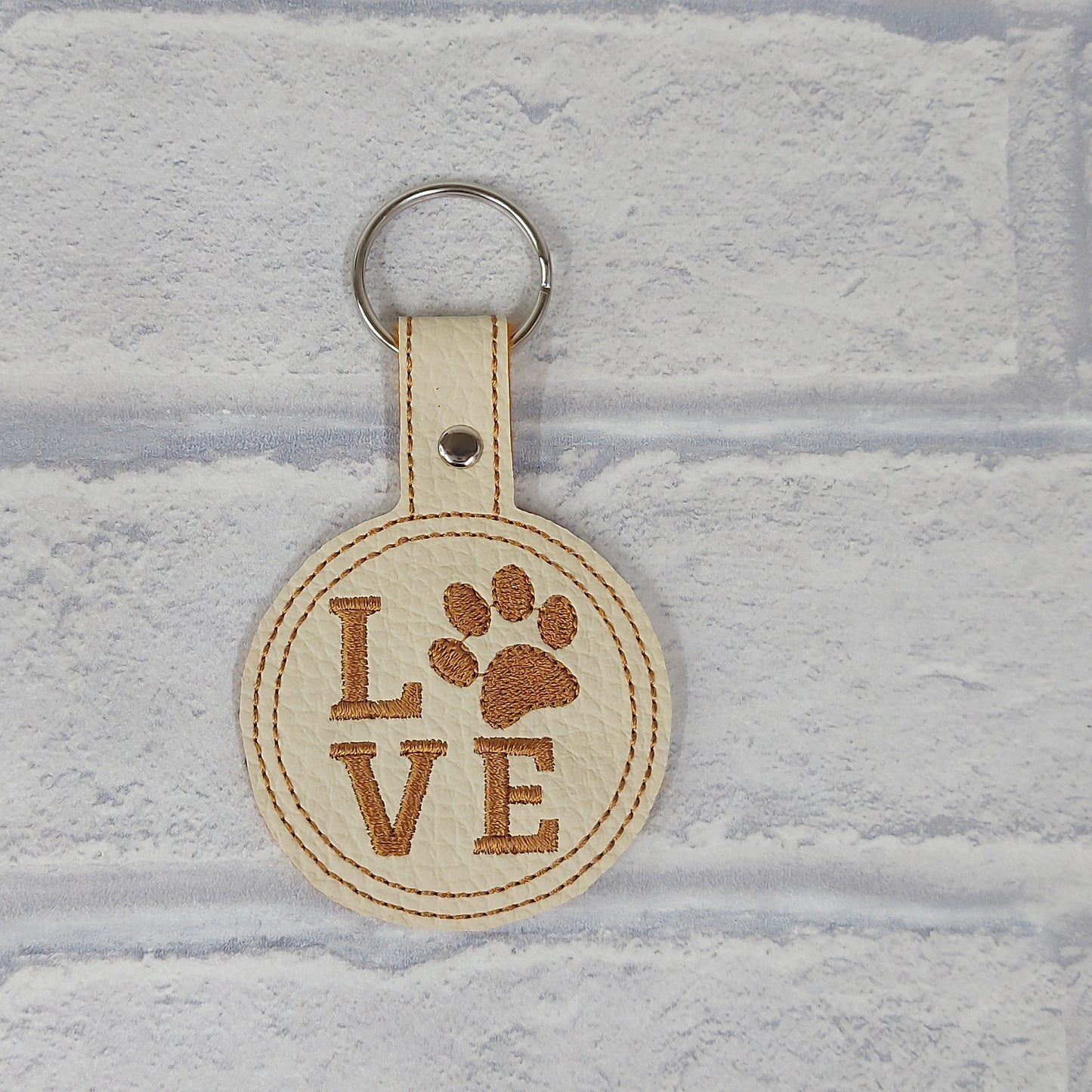 Handmade Vinyl Keyring - 'Love' with pawprint