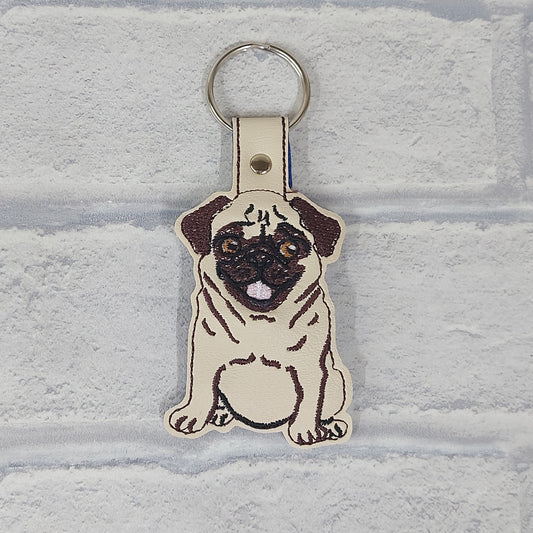 Handmade Vinyl Keyring - Dog -  Pug