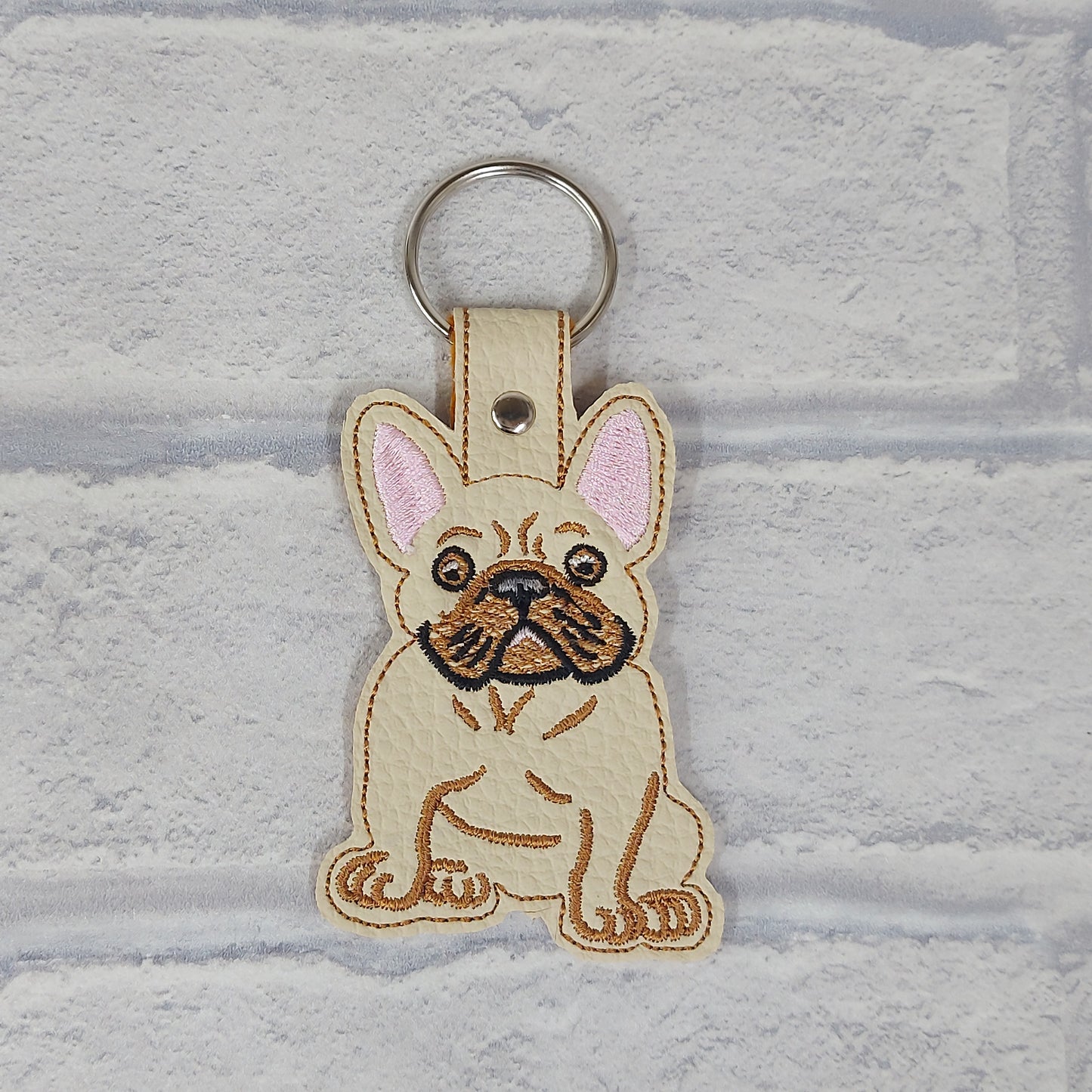 Handmade Vinyl Keyring - Dog -  Frenchie