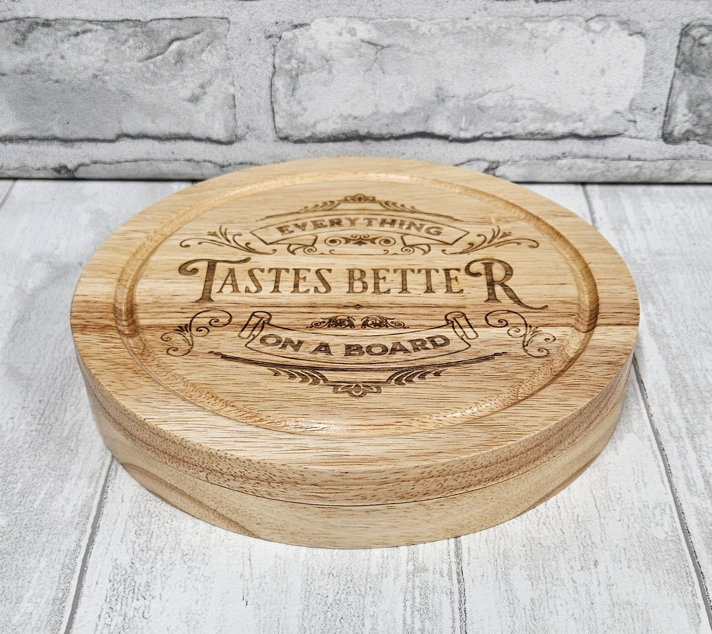 Wood Cheese Serving Set - Engraved detailing - integrated knife compartment