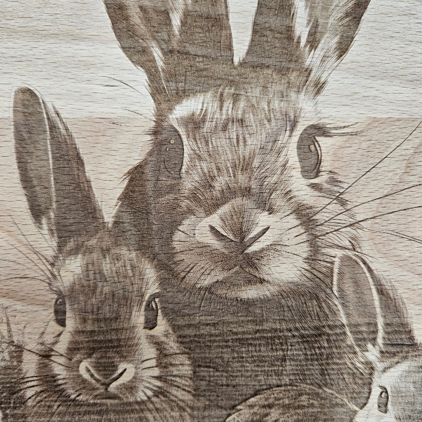 Beech Chopping Board - engraved Rabbits