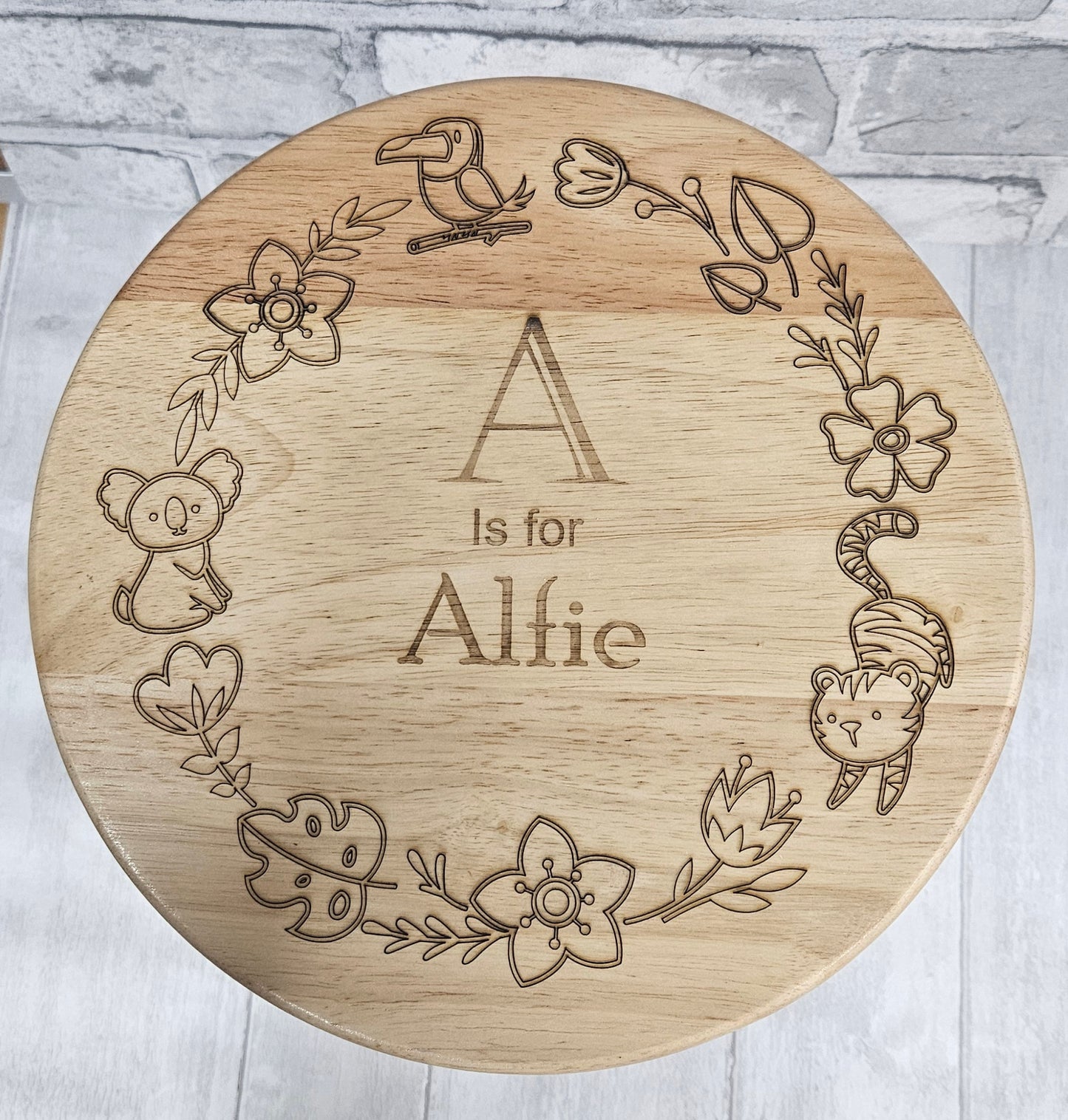 Personalised wooden childs stool