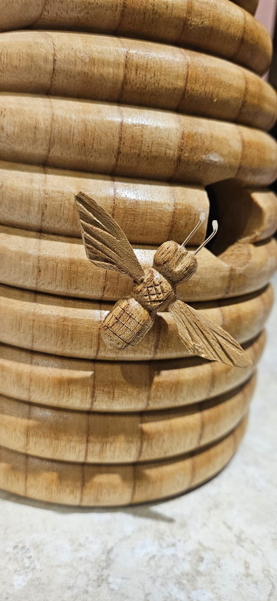 Wooden Beehive Shaped Bird House - Freestanding or hanging