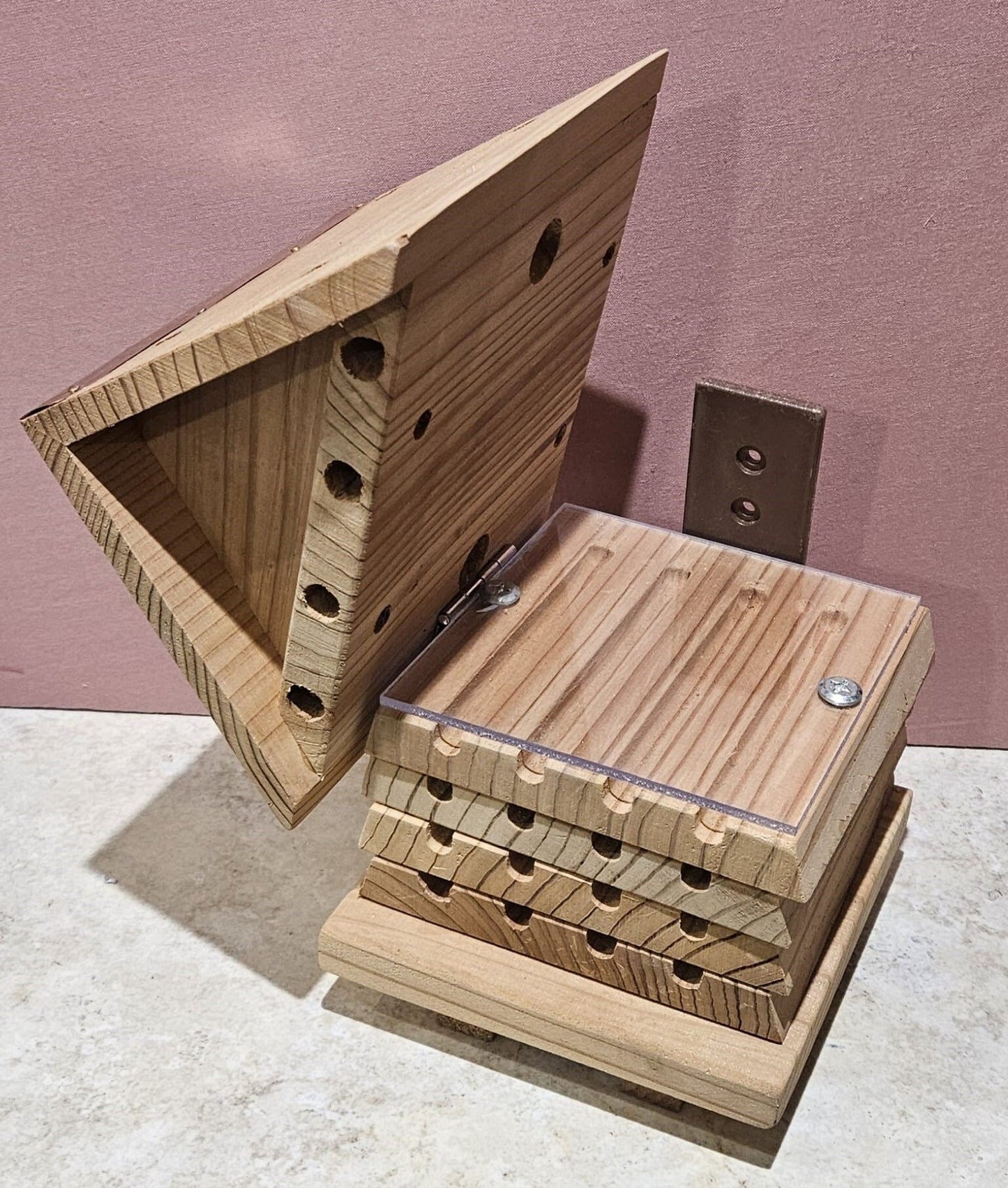 Wooden Bug House with Opening Roof - wall mounted