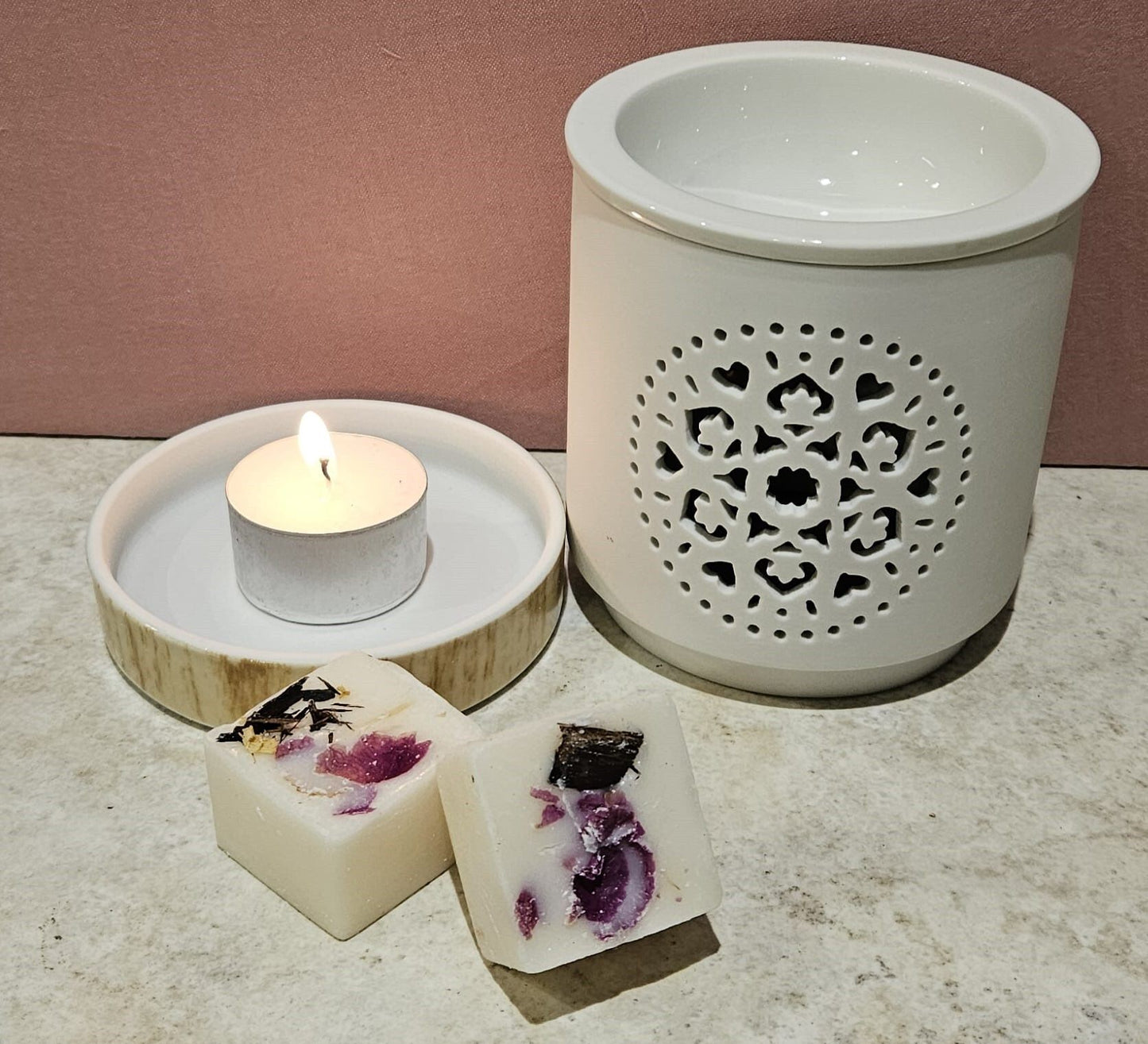 Wax Melt Burner - Ceramic with Mandala cutout