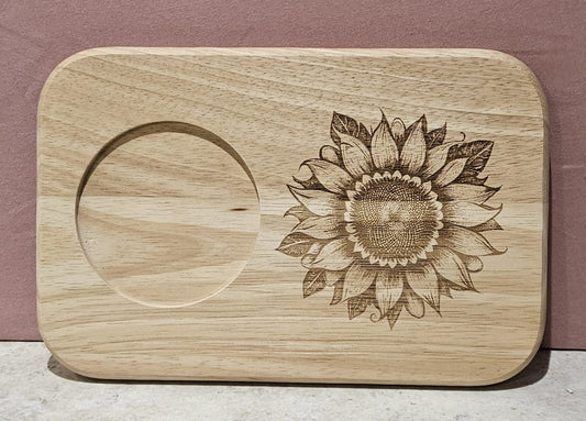 MUG BOARD - Hevea Wood Laser engraved Mug Board - Sunflower