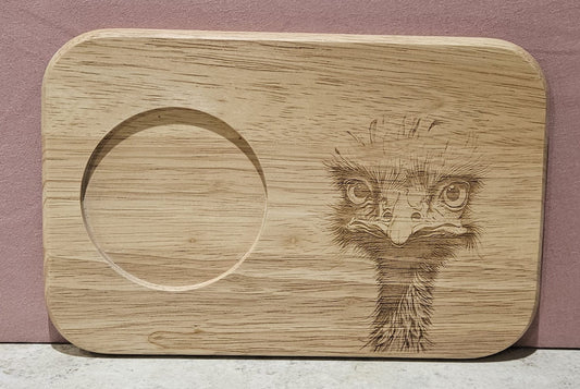 MUG BOARD - Hevea Wood Laser engraved Mug Board - Ostrich