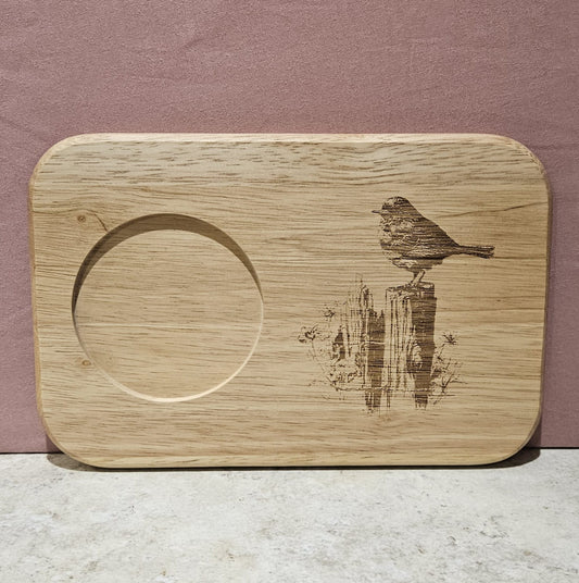 MUG BOARD - Hevea Wood Laser engraved Mug Board - Robin